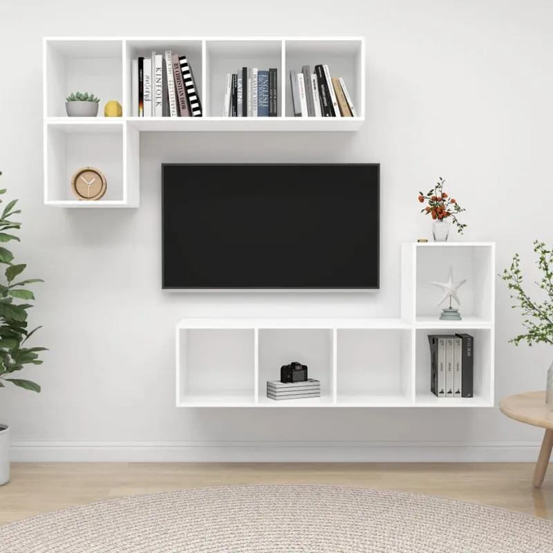 Oferta 4-częściowy zestaw szafek tv, biały, płyta wiórowa