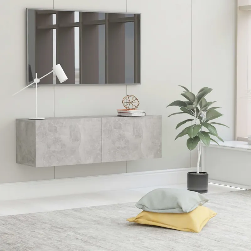 Szafka pod TV, szarość betonu, 100x30x30 cm, płyta wiórowa Oferta limitowana