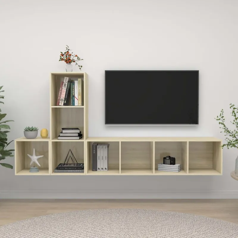 Nowość 3-cz. zestaw szafek tv, dąb sonoma, płyta wiórowa
