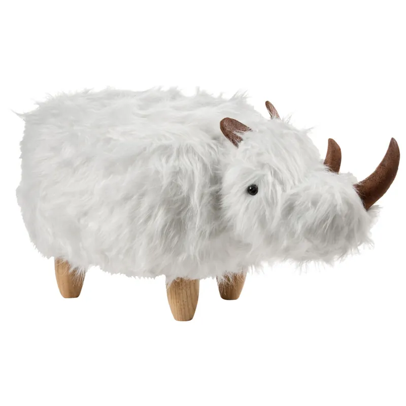 Oferta limitowana Pufa zwierzak WOOLLY Sztuczne futro Biały