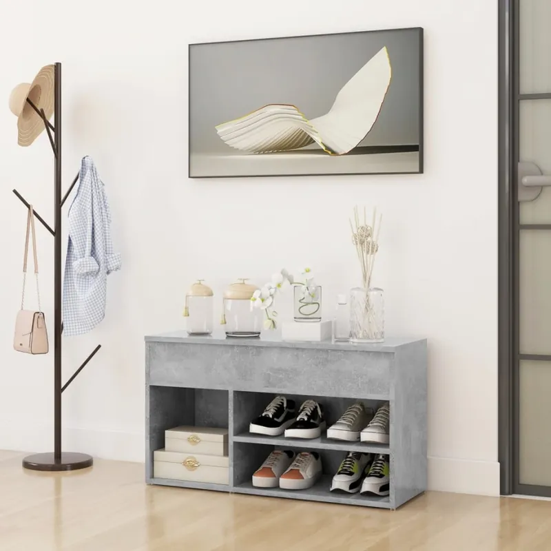 Hit sprzedaży ławka z miejscem na buty, szara, 80x30x45 cm, płyta wiórowa
