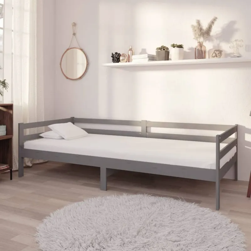 Oferta czasowa łóżko dzienne z materacem, 90x200 cm, szare, drewno sosnowe