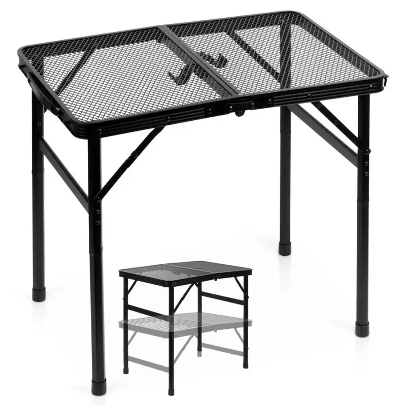 Stół turystyczny składany aluminiowy czarny 2w1 60x40x27/56 cm Oferta limitowana