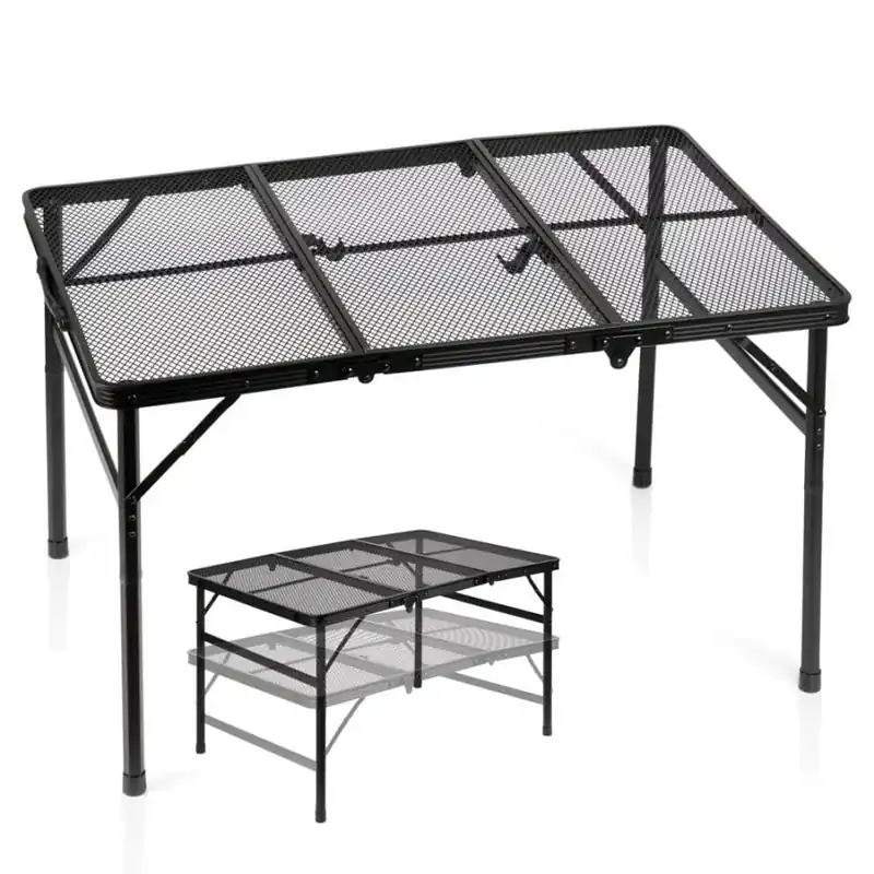 Wysoka jakość Stół turystyczny składany aluminiowy czarny 2w1 90x60x27/56 cm
