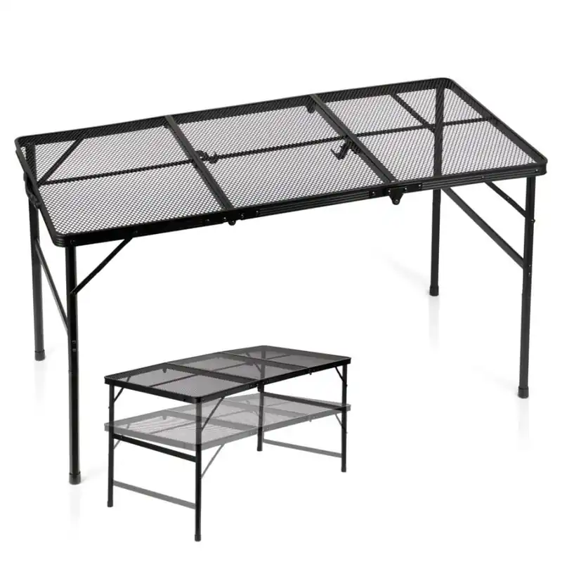 Stół turystyczny składany aluminiowy czarny 2w1 120x60x37/66 cm Oferta