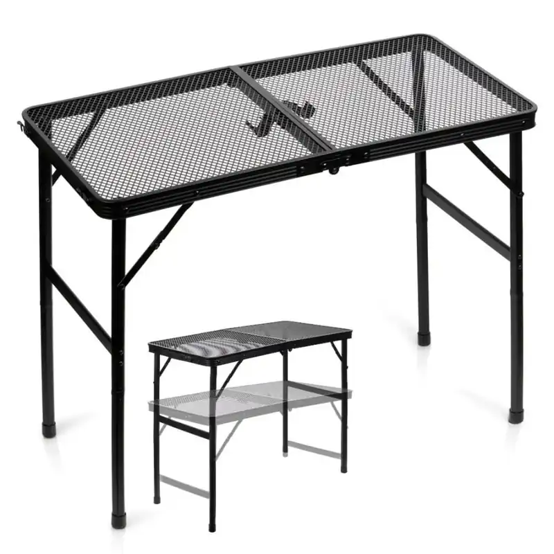 Łatwy zwrot Stół turystyczny składany aluminiowy czarny 2w1 80x40x37/66 cm