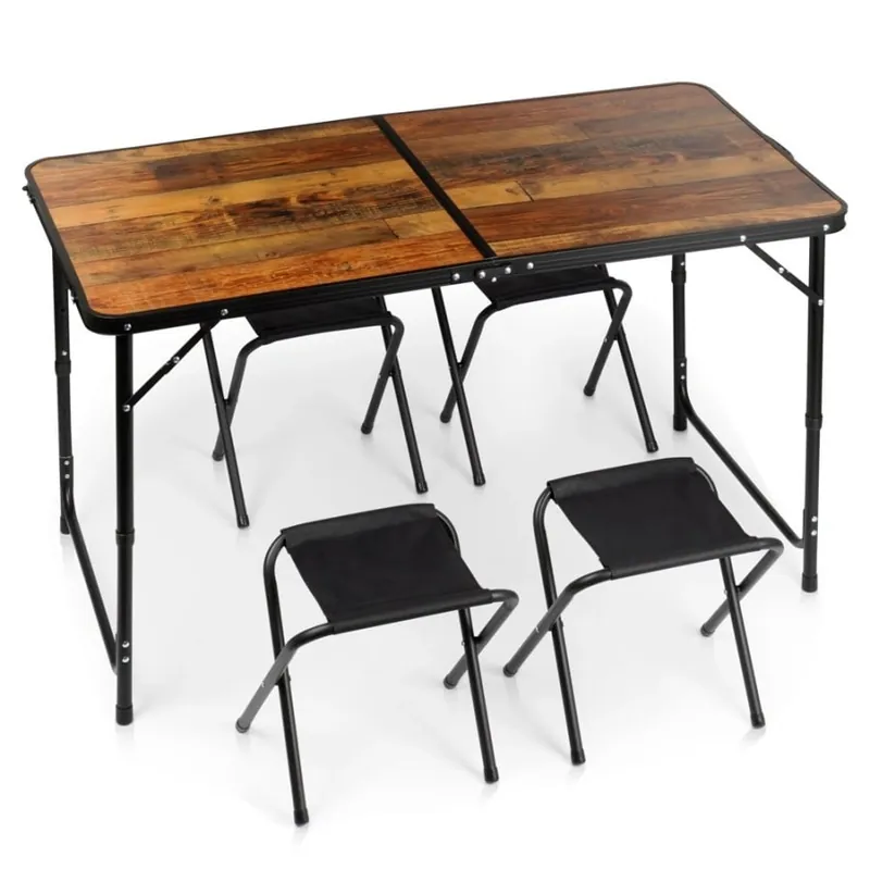 Stół turystyczny składany z krzesłami aluminiowy 3w1 120x60x55/62/70 cm 5 el. Darmowy zwrot