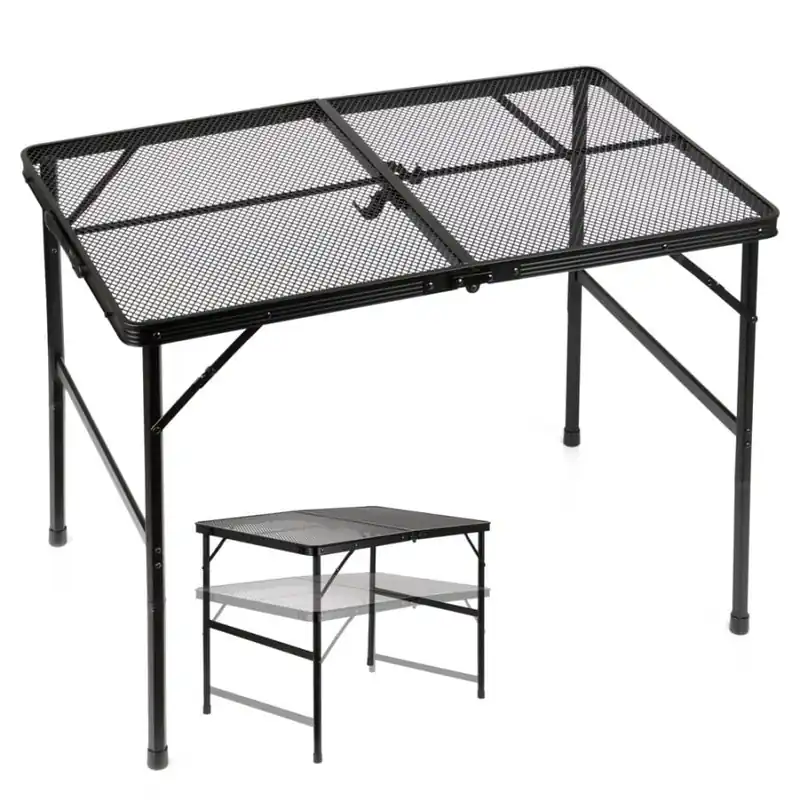 Stół turystyczny składany aluminiowy czarny 2w1 90x60x42/66 cm Oferta limitowana