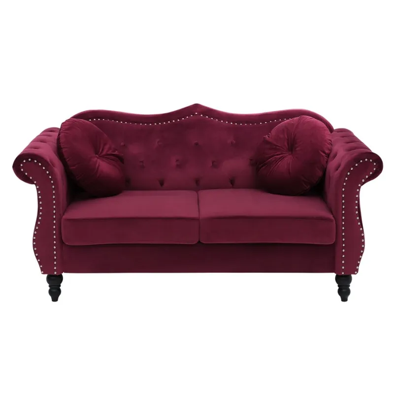 Bezpieczna płatność Sofa 2-osobowa welurowa bordowa SKIEN