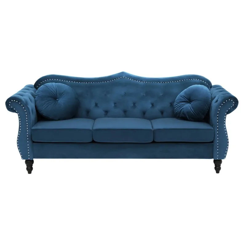 Sofa 3-osobowa welurowa ciemnoniebieska SKIEN Premium