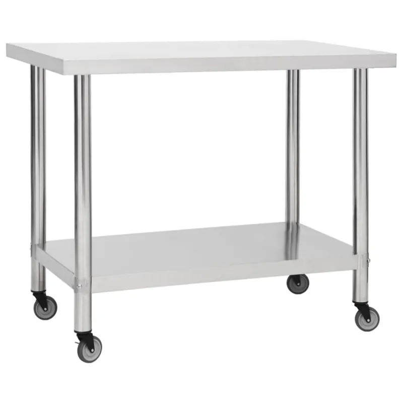 Kuchenny stół roboczy na kółkach, 100x30x85 cm, stal nierdzewna Hit cenowy