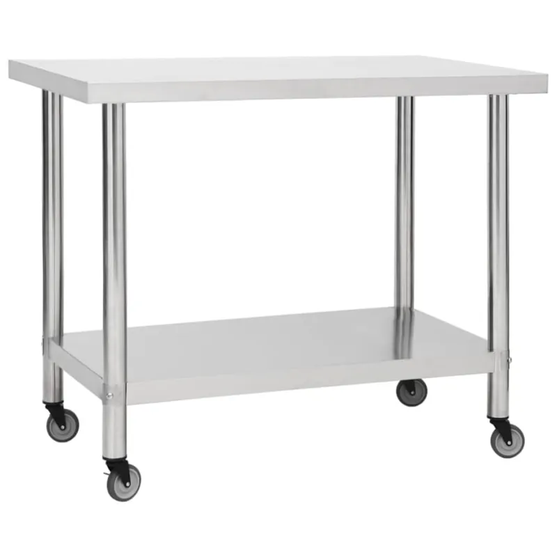 Kuchenny stół roboczy na kółkach, 100x45x85 cm, stal nierdzewna Zniżka
