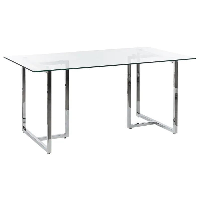 Cena promocyjna Stół do jadalni szklany 160 x 90 cm srebrny envia