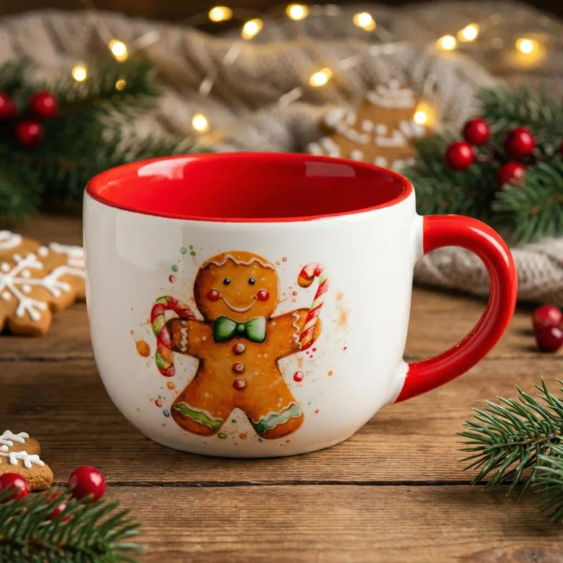 Taniej Kubek jumbo ODELO GINNI 440 ml biały czerwony