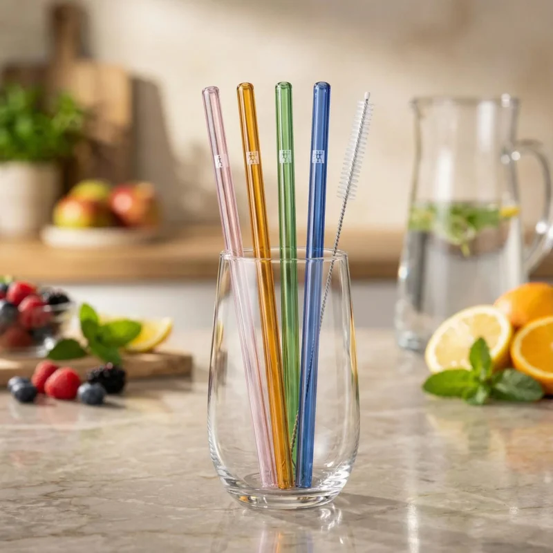 ZWILLING Sorrento 23 cm 4 szt. - słomki wielorazowe do napojów i drinków szklane ze szczoteczką Wyprzedaż