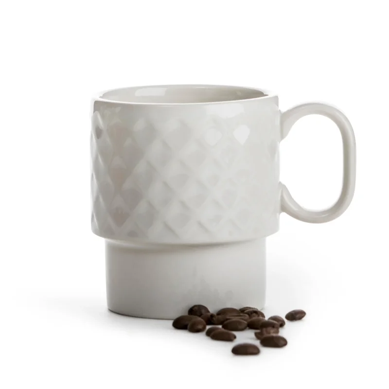 Darmowy zwrot SAGAFORM Coffee Romb biała 250 ml - filiżanka do kawy i herbaty ceramiczna