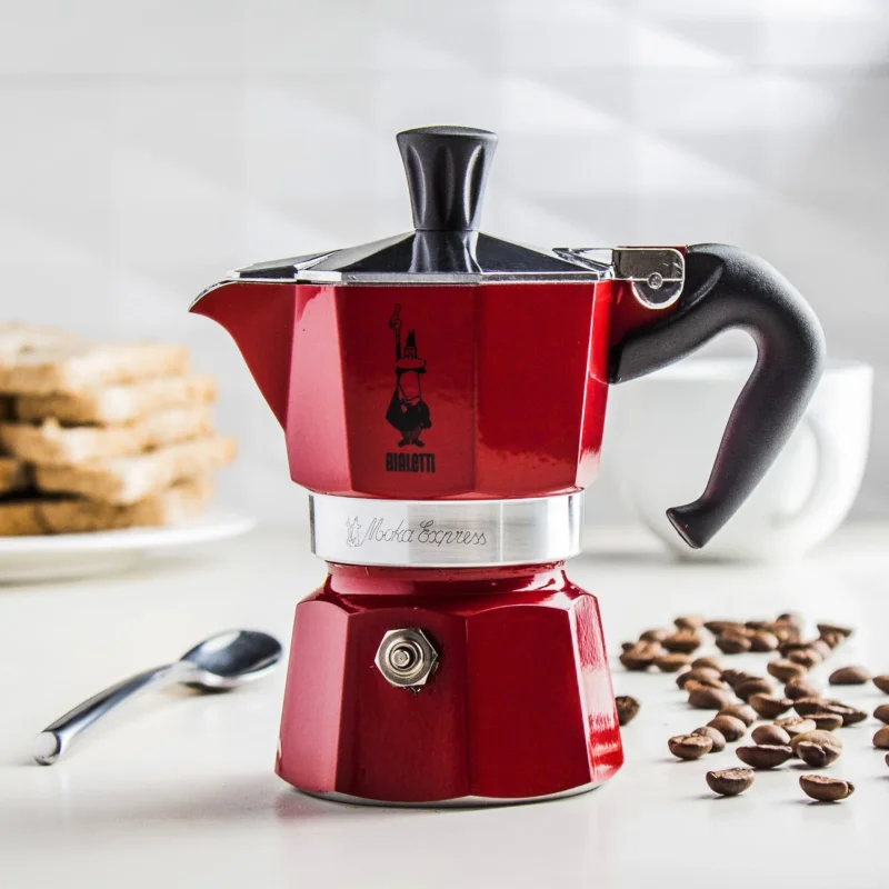 Do wyczerpania zapasów BIALETTI Moka Express na 1 filiżankę espresso (1 tz) czerwona - kawiarka aluminiowa ciśnieniowa