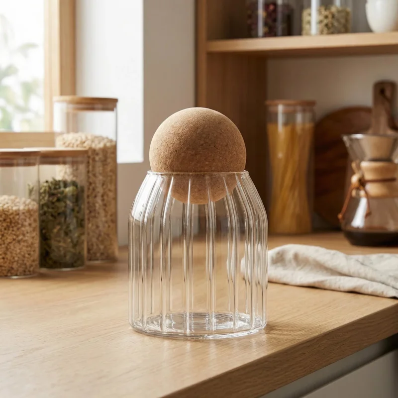 Słoik / Pojemnik na produkty sypkie ze szkła borokrzemowego z korkiem MODERN KITCHEN 0,47 l Nowość