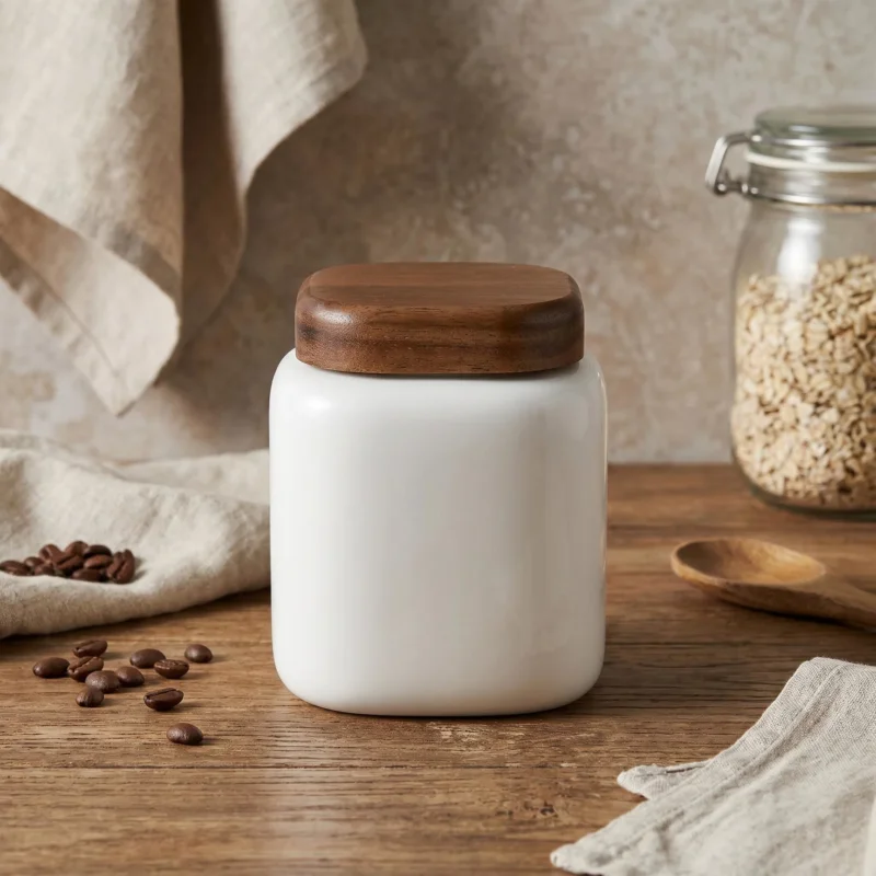 LADELLE Essentials Stone Canister 0,72 l biały - pojemnik na żywność porcelanowy Hit cenowy
