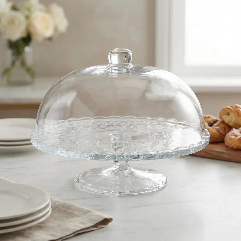 Patera szklana z kloszem na nóżce ALTOM DESIGN FLORA 28 cm Tani