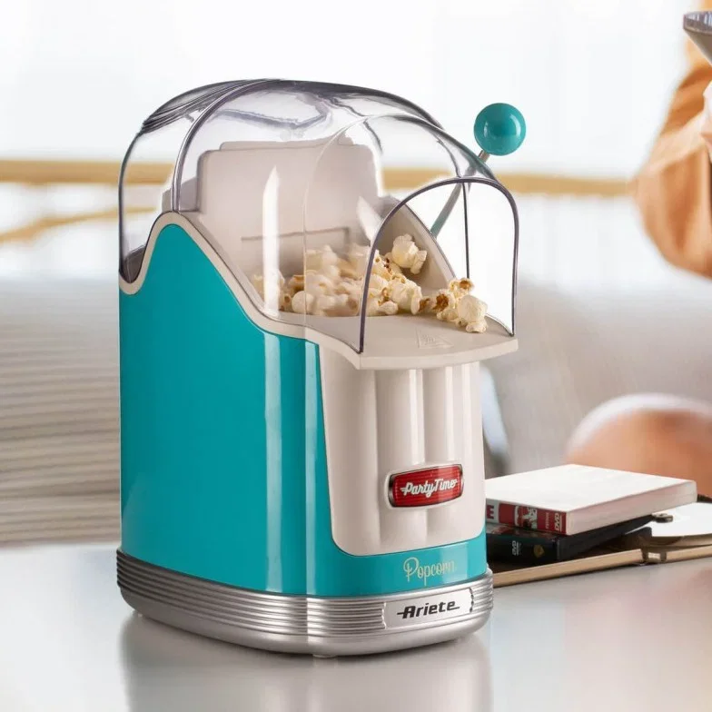 Nowy ARIETE Party Time Popcorn Popper Top 09 2958/01 1100 W turkusowe - urządzenie do popcornu