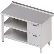 Stalgast Stół przyścienny z blokiem dwóch szuflad (P) i dwoma półkami 1400x700x850 mm Kup teraz
