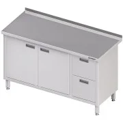 Oferta limitowana Stalgast Stół przyścienny z blokiem dwóch szuflad (P) drzwi skrzydłowe 1900x700x850 mm