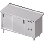 Ostatnie sztuki Stalgast Stół przyścienny z blokiem dwóch szuflad (P) drzwi suwane 1300x700x850 mm