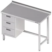 Promocja Stalgast Stół przyścienny z blokiem trzech szuflad (L) bez półki 1400x600x850 mm
