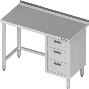 Stalgast Stół przyścienny z blokiem trzech szuflad (P) bez półki 1500x700x850 mm Darmowy zwrot
