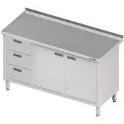 Dodaj do koszyka Stalgast Stół przyścienny z blokiem trzech szuflad (L) drzwi skrzydłowe 1800x600x850 mm