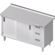 Wyjątkowa oferta Stalgast Stół przyścienny z blokiem trzech szuflad (P) drzwi suwane 1700x700x850 mm