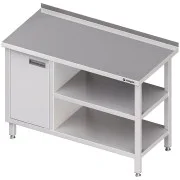 Stalgast Stół przyścienny z szafką (L) i dwoma półkami 900x600x850 mm Najlepsza cena