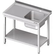 Stalgast Stół ze zlewem jednokomorowym (P) z półką 1800x600x850 mm skręcany Cena promocyjna