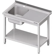 Wyjątkowa oferta Stalgast Stół ze zlewem jednokomorowym (L) z półką 1200x700x850 mm skręcany
