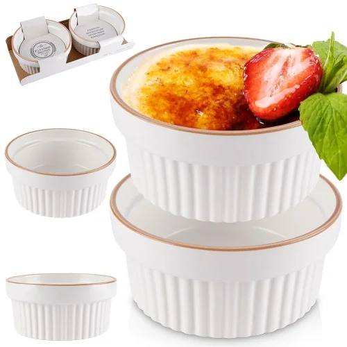 Hit sprzedaży Miseczki do zapiekania kokilki porcelanowe do sosów piekarnika białe 11cm 275ml 2-ele EXCELLENT HOUSEWARE 259232