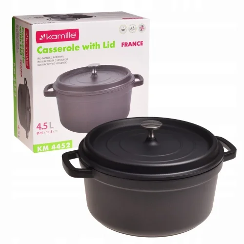 Taniej Garnek brytfanna z pokrywką 4.5L KAMILLE KM-4452