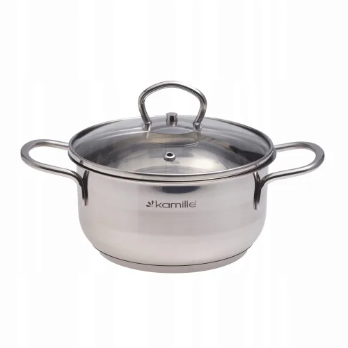 Darmowy zwrot Garnek garnuszek z pokrywką stalowy indukcja gaz 16cm 1.5L KAMILLE KM-5411