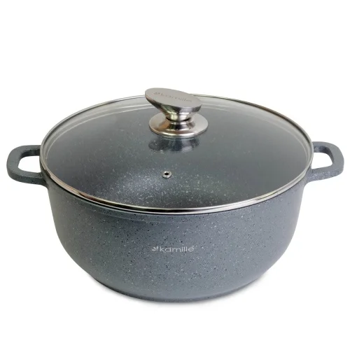 Garnek kociołek granitowy z pokrywką 6.5L indukcja na gaz KAMILLE KM-4426 Kup online