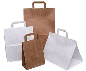 Hit sprzedaży Torba papierowa, 25szt., biała, 26x14x29cm, klockowa z uchwytem płaskim (71078)